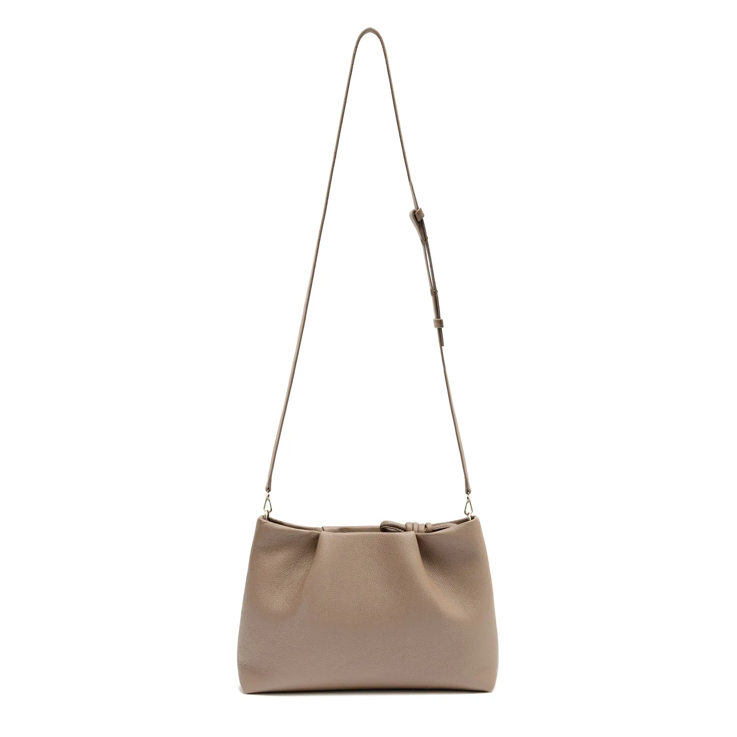 Midi Mayfair Leather Crossbody Bag, Oatmilk