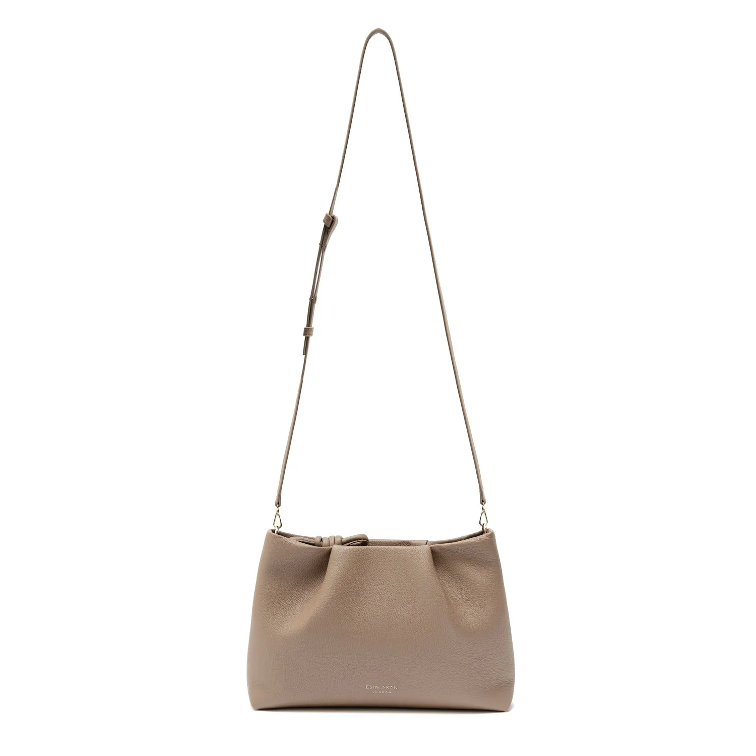 Midi Mayfair Leather Crossbody Bag, Oatmilk