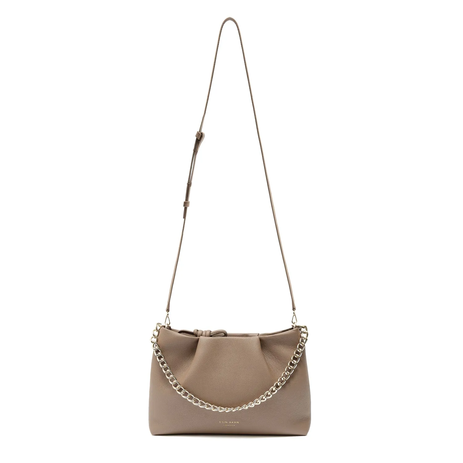 Midi Mayfair Leather Crossbody Bag, Oatmilk