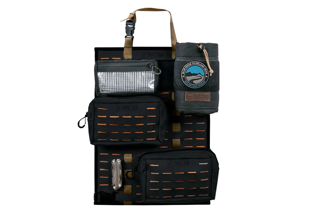 MOLLE Seat Back Panel - 14" x 20" Black/Orange | Triple Run