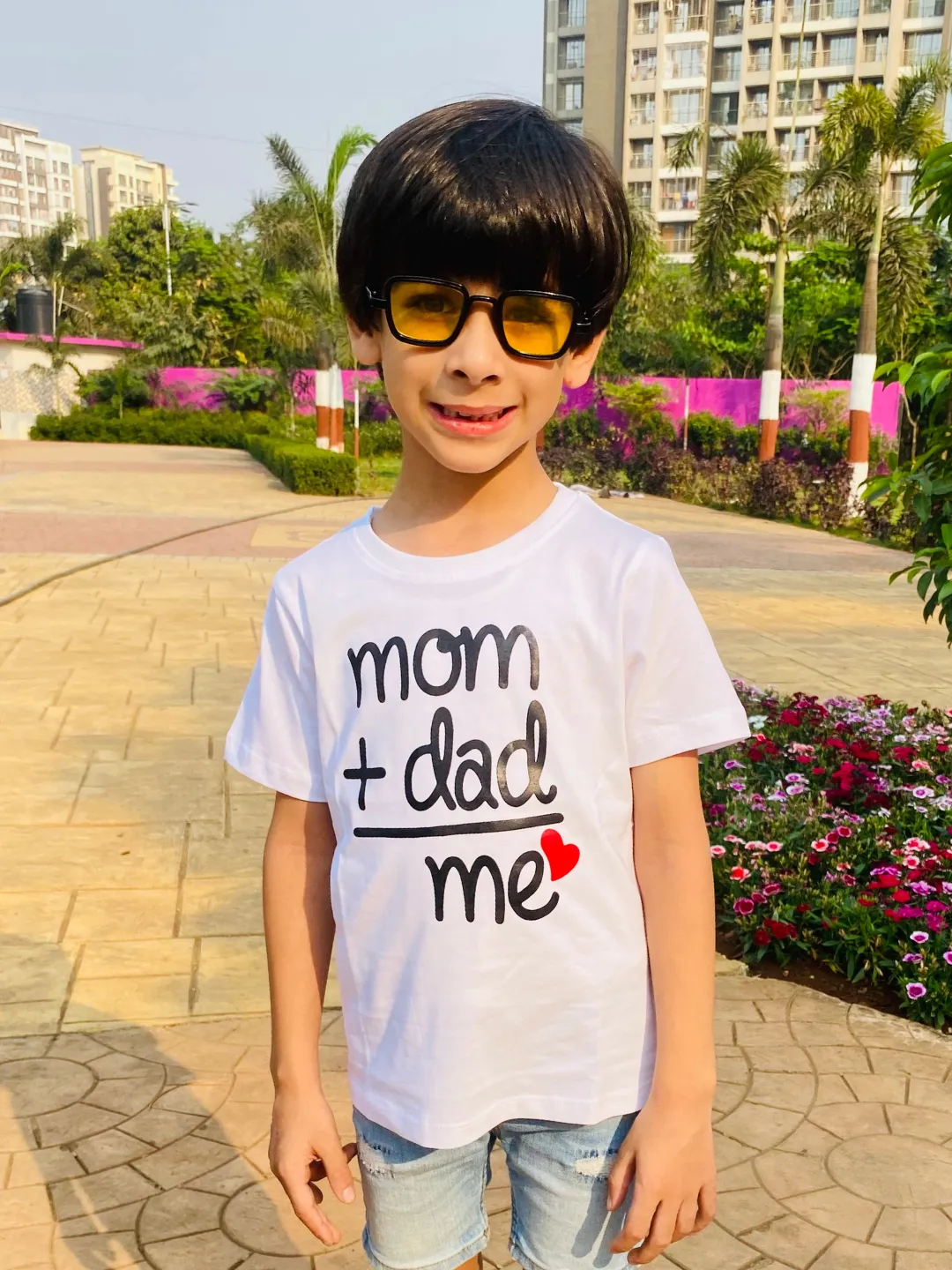 Mom Dad= Me Kids T-Shirt