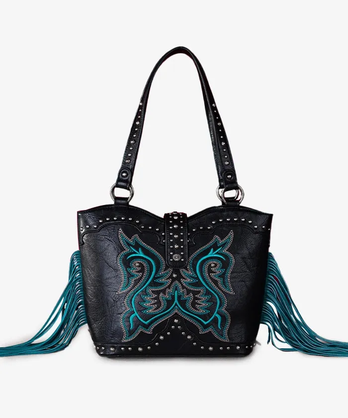 Montana West Embroidered Fringe Concealed Carry Tote