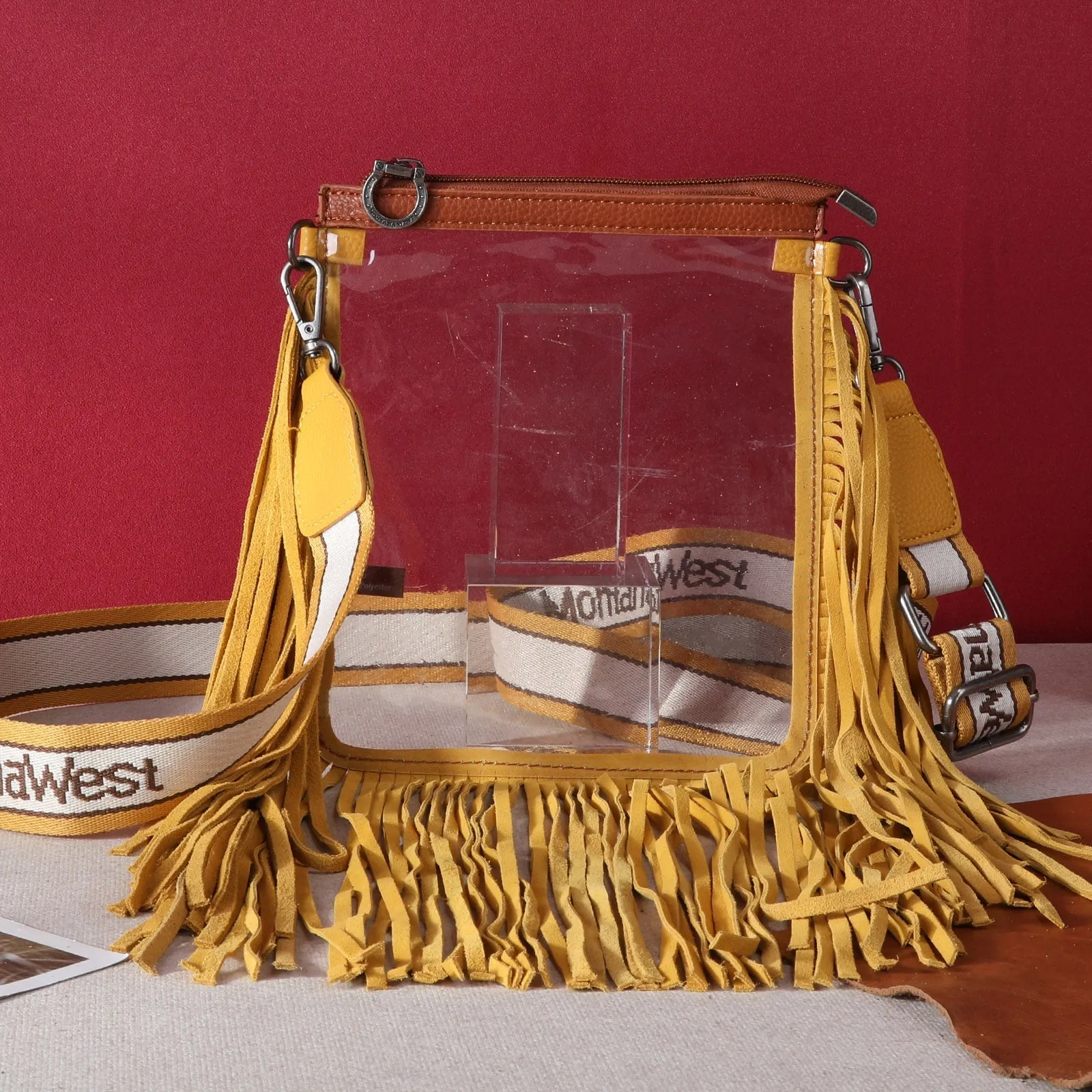 Montana West Western Fringe Clear Stadium Crossbody Bag