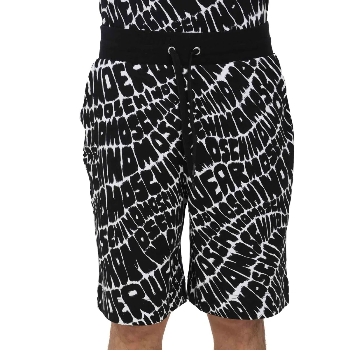 Moschino Shorts Allover Big Logo Nero