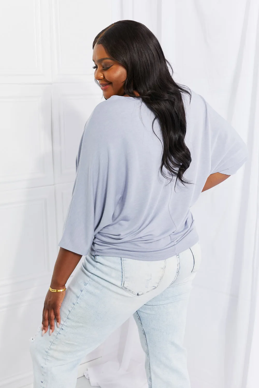 Needless to Say Dolman Top in Misty Blue