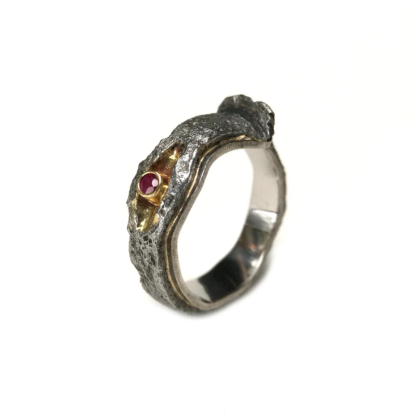 Palladium Lined Nail Ring with Ruby