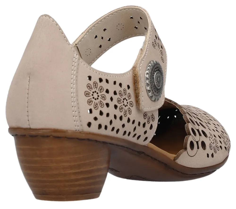 Pantofi casual, dama, RIEKER, ANTISTRESS, 43753-61 bej, piele naturala