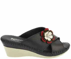 Papuci casual, dama, ANNA VIOTTI, S-327-57 bleumarin, piele naturala, platforma