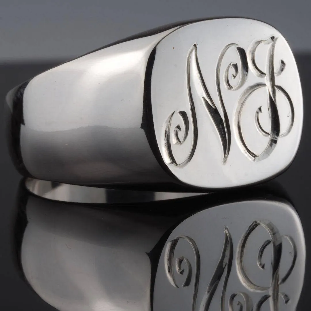 Personalised Heavy Signet Ring Sterling Silver