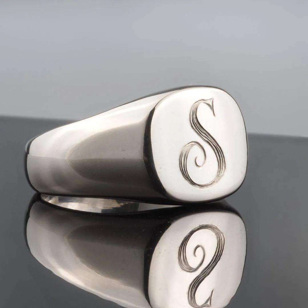 Personalised Heavy Signet Ring Sterling Silver