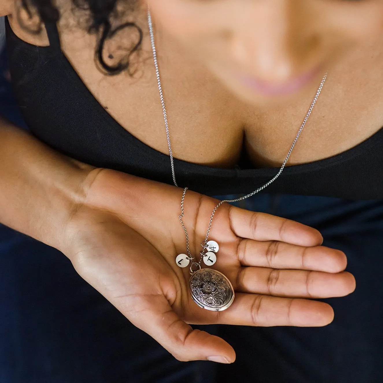 Personalized Locket Necklace ~ Silver Photo Locket