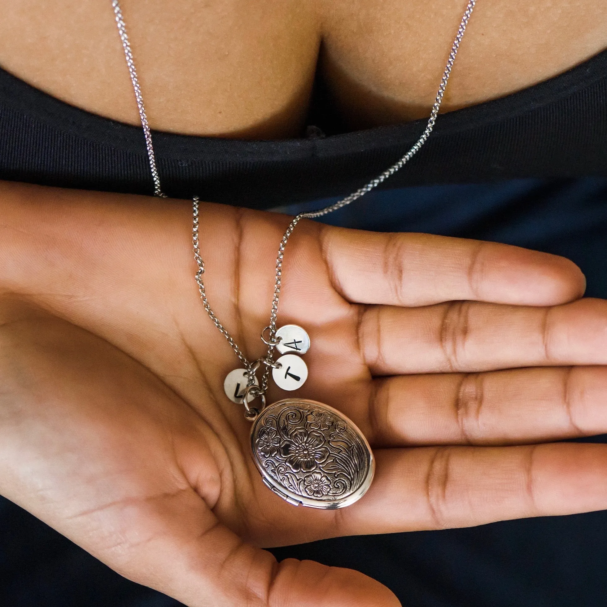 Personalized Locket Necklace ~ Silver Photo Locket