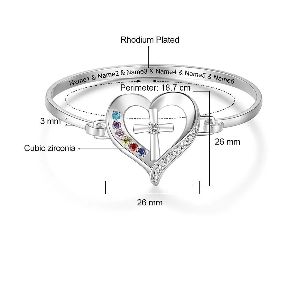 Personalized Name Bracelet with 6 Simulated Birthstones