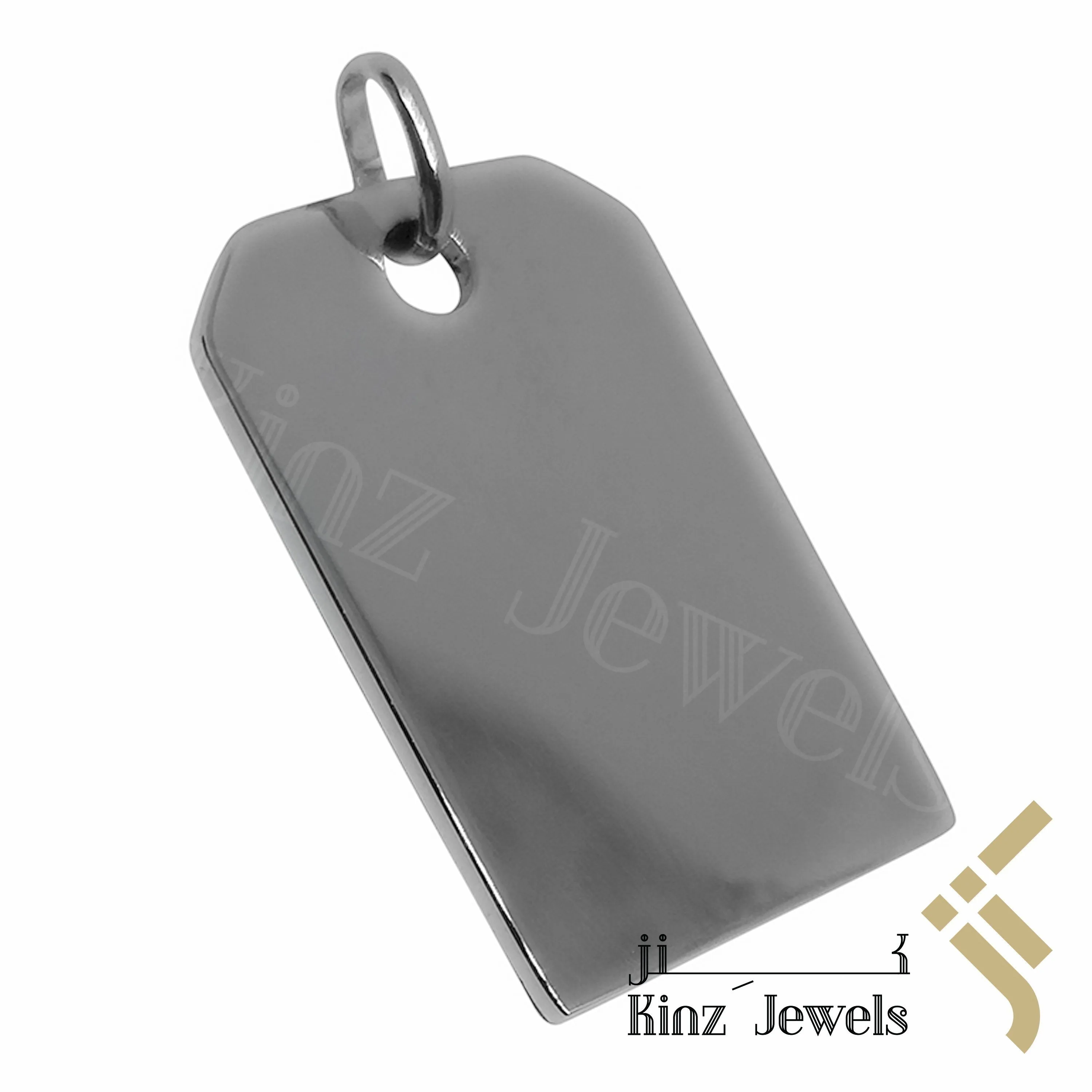 Personalized Silver Tag Pendant Simple Rhodium Vermeil