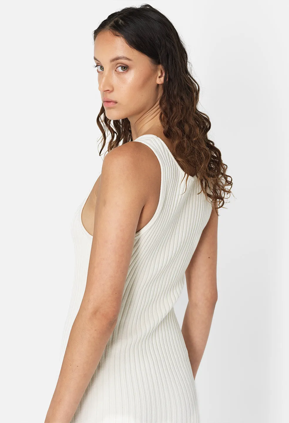 Piper Silk Rib Dress / Ivory