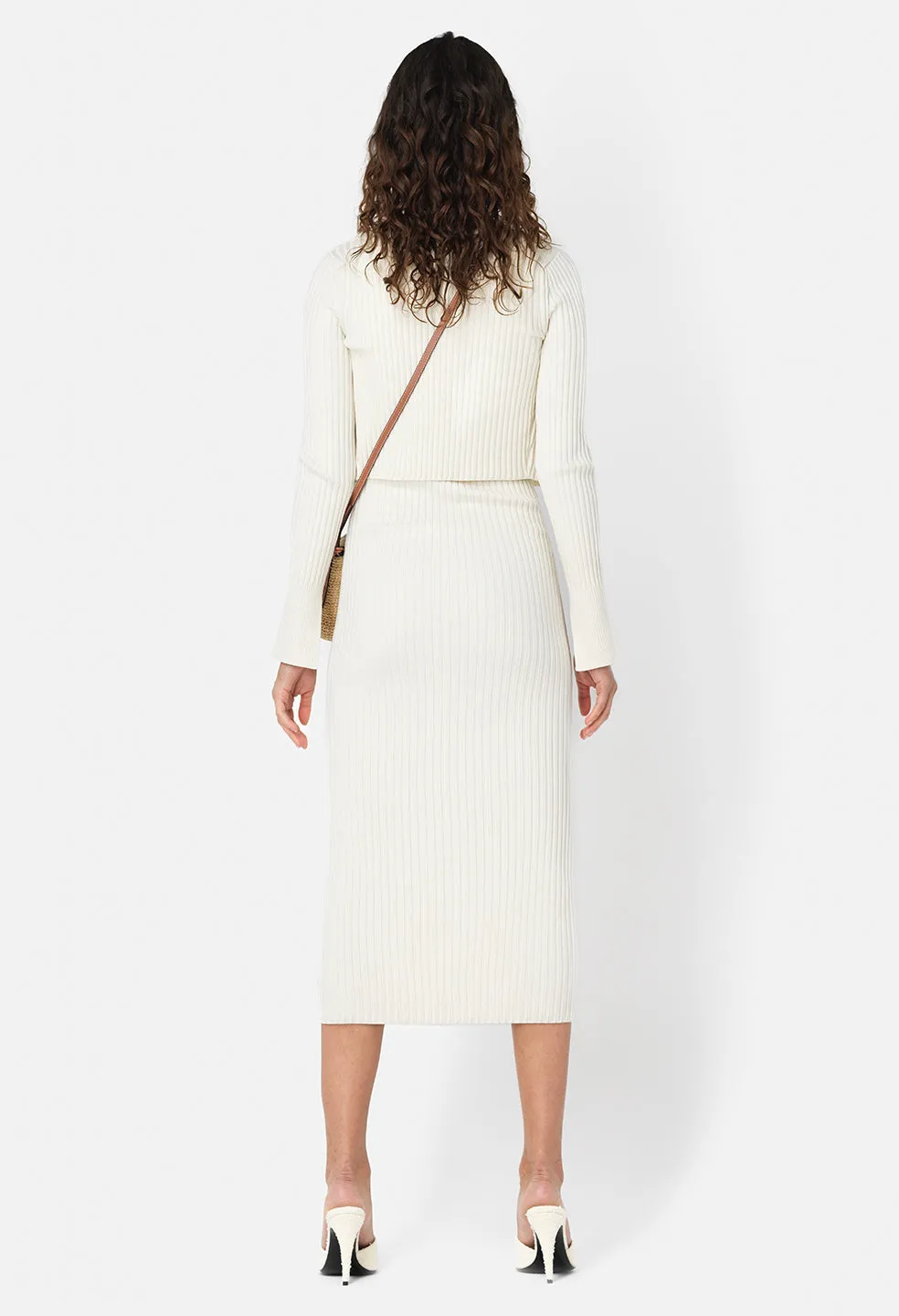 Piper Silk Rib Dress / Ivory