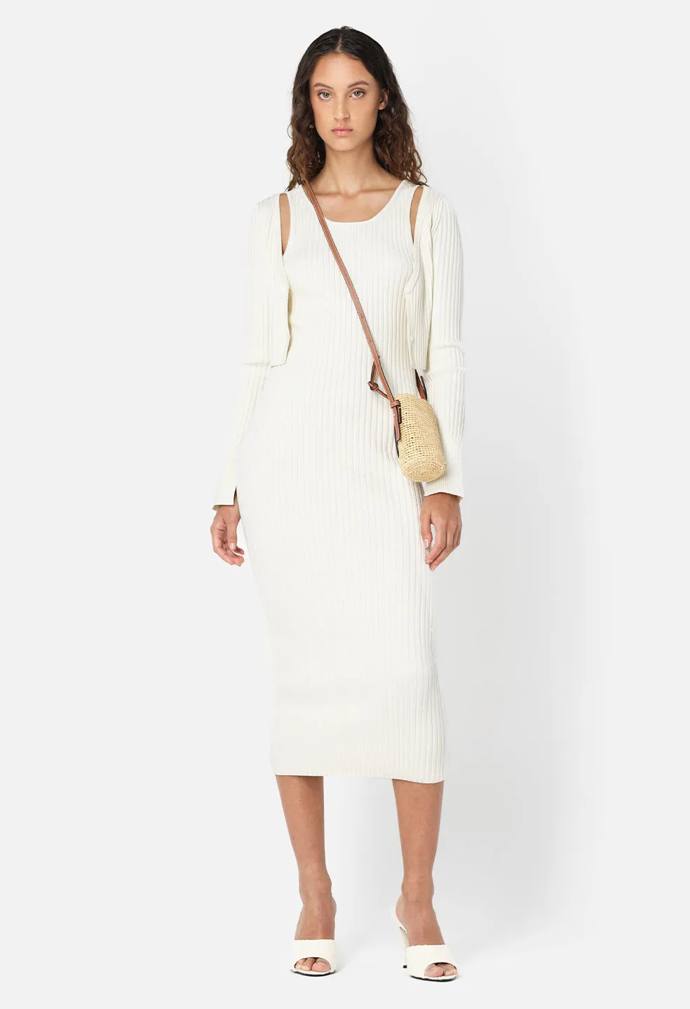 Piper Silk Rib Dress / Ivory