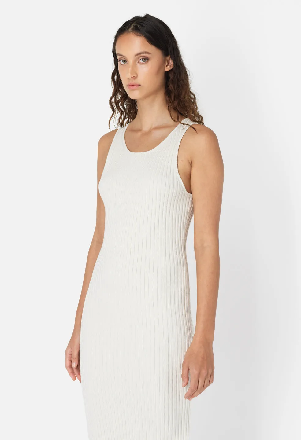 Piper Silk Rib Dress / Ivory