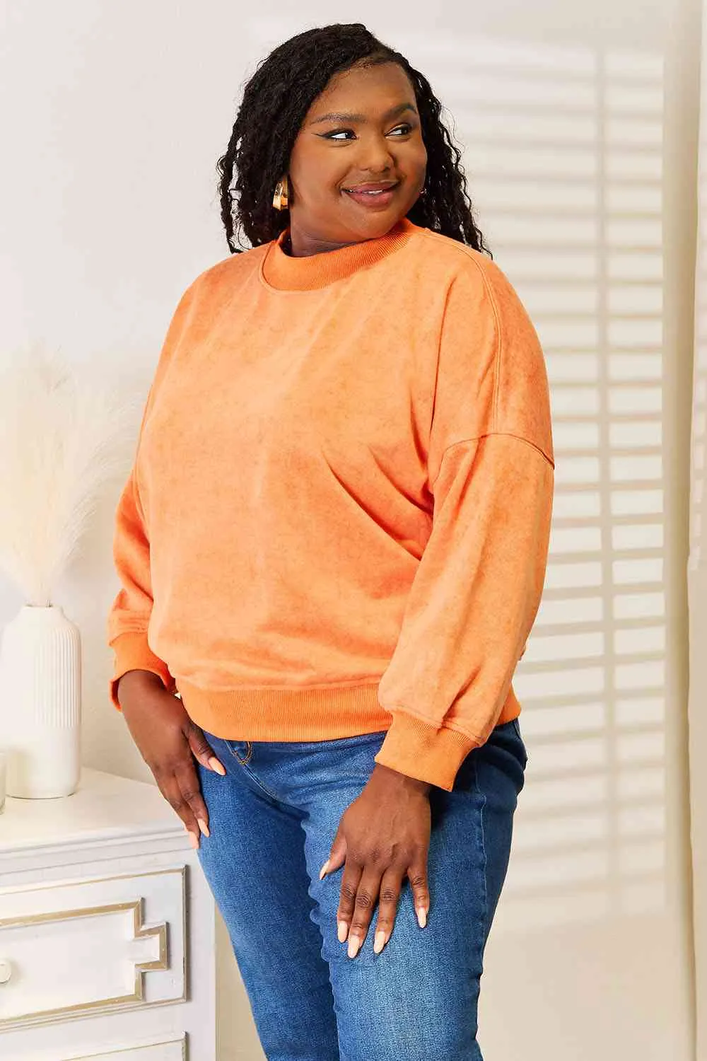 Pumpkin Dropped Shoulder Sweatshirt