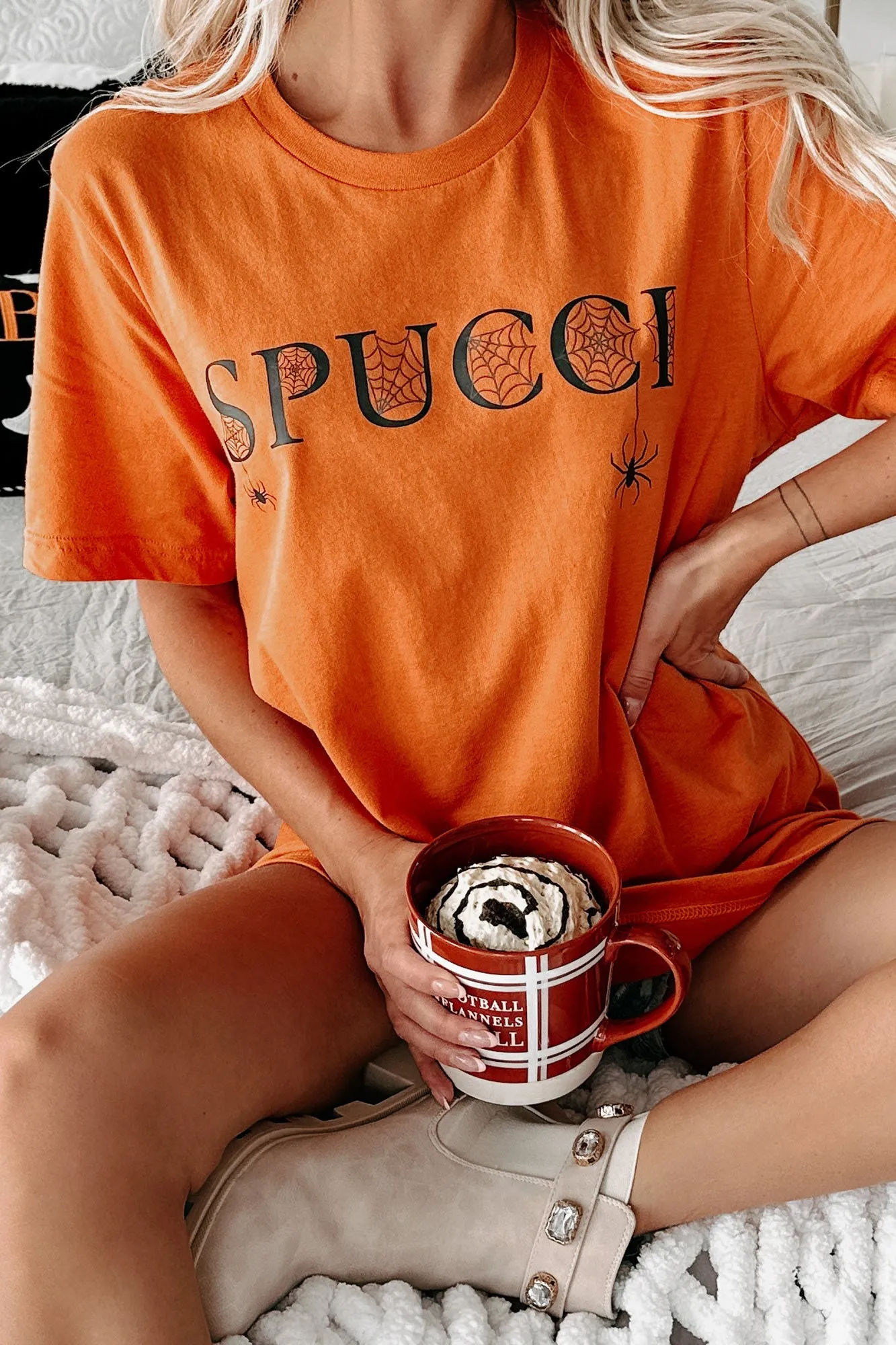 "Spucci" Graphic T-Shirt (Orange) - Print On Demand