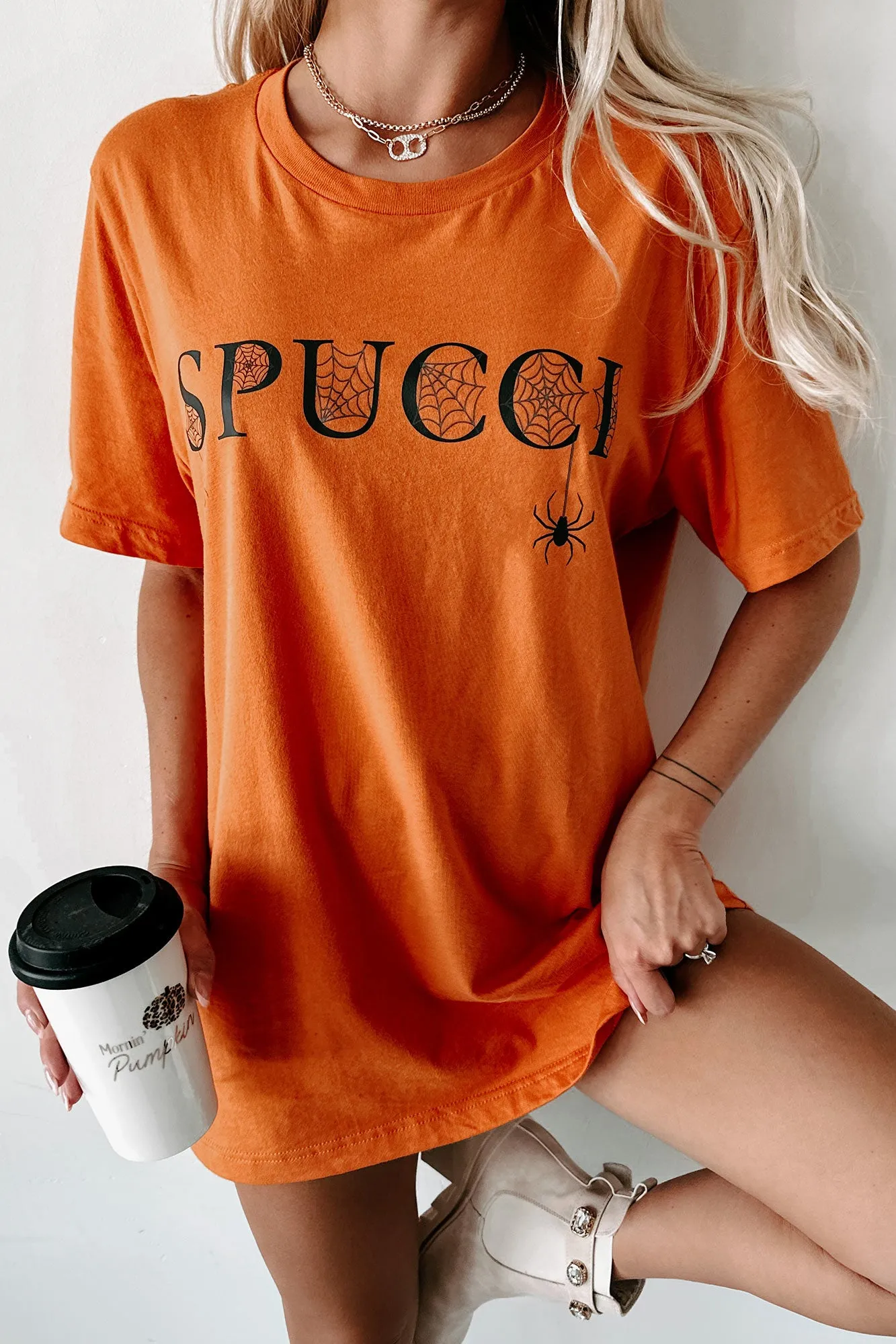 "Spucci" Graphic T-Shirt (Orange) - Print On Demand