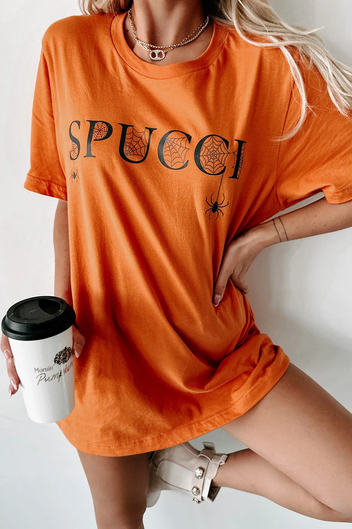 "Spucci" Graphic T-Shirt (Orange) - Print On Demand