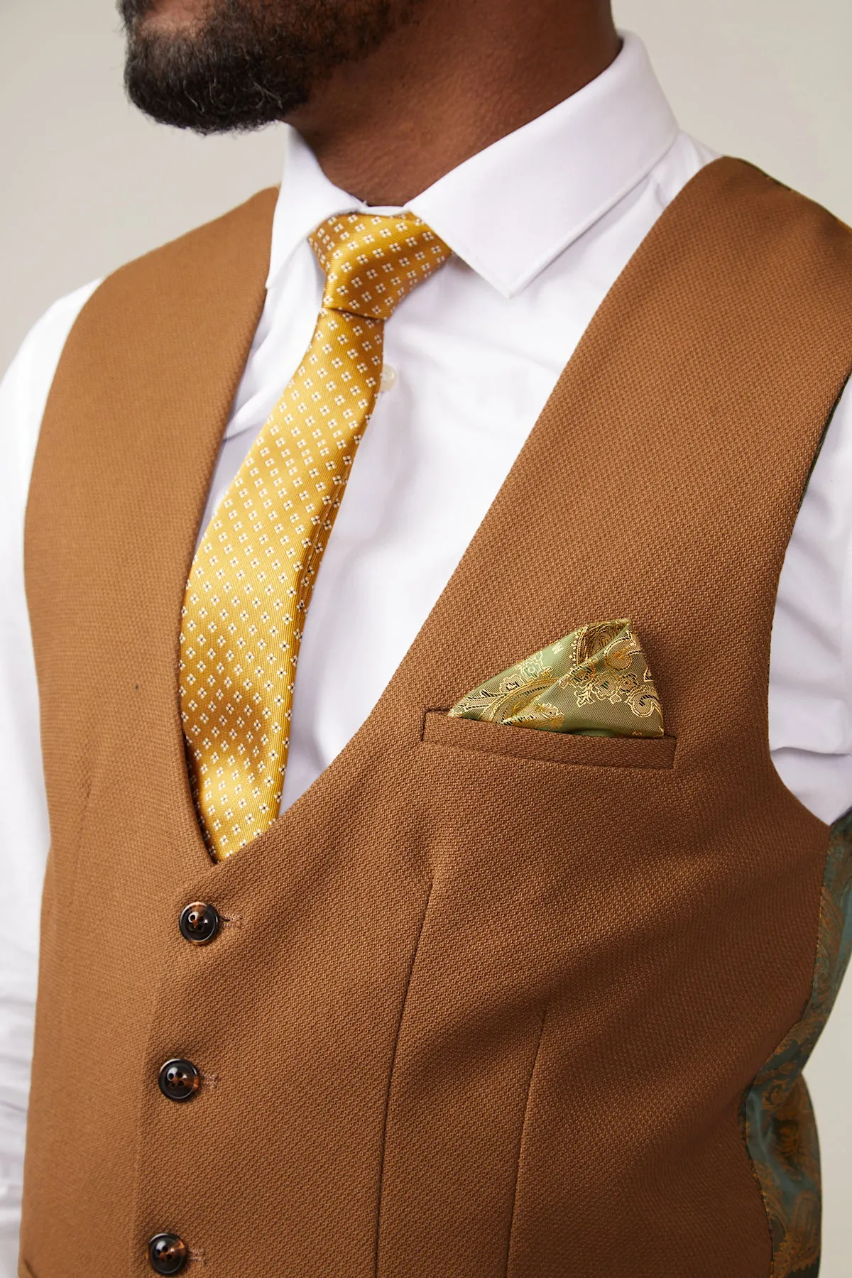 RAY - Tan Check Suit With Kelvin Tan Waistcoat