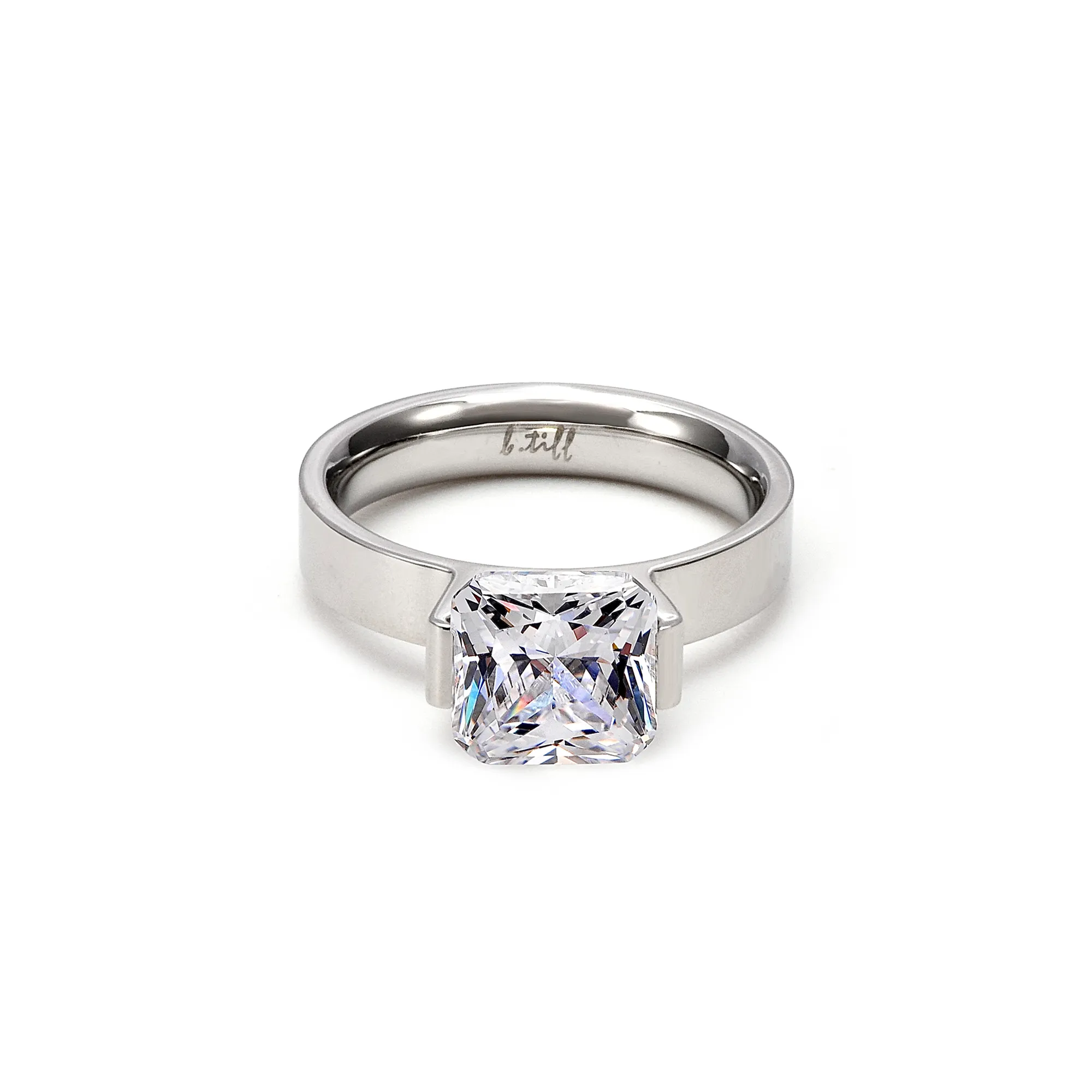 RG228W B.Tiff 2 ct Cushion Cut Stainless Steel Engagement Ring