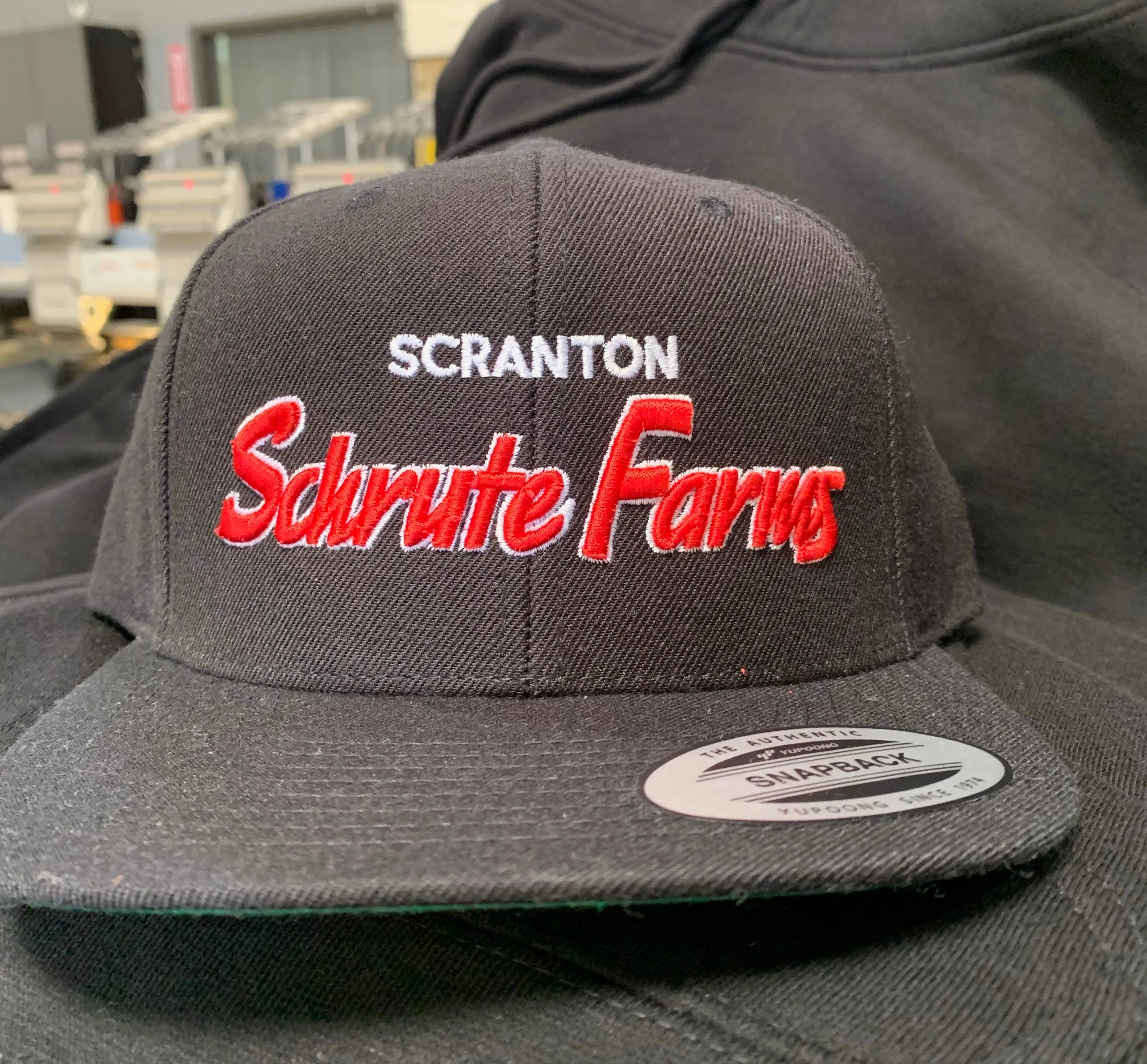 Schrute Farms Script - Premium Snapback Hat Black