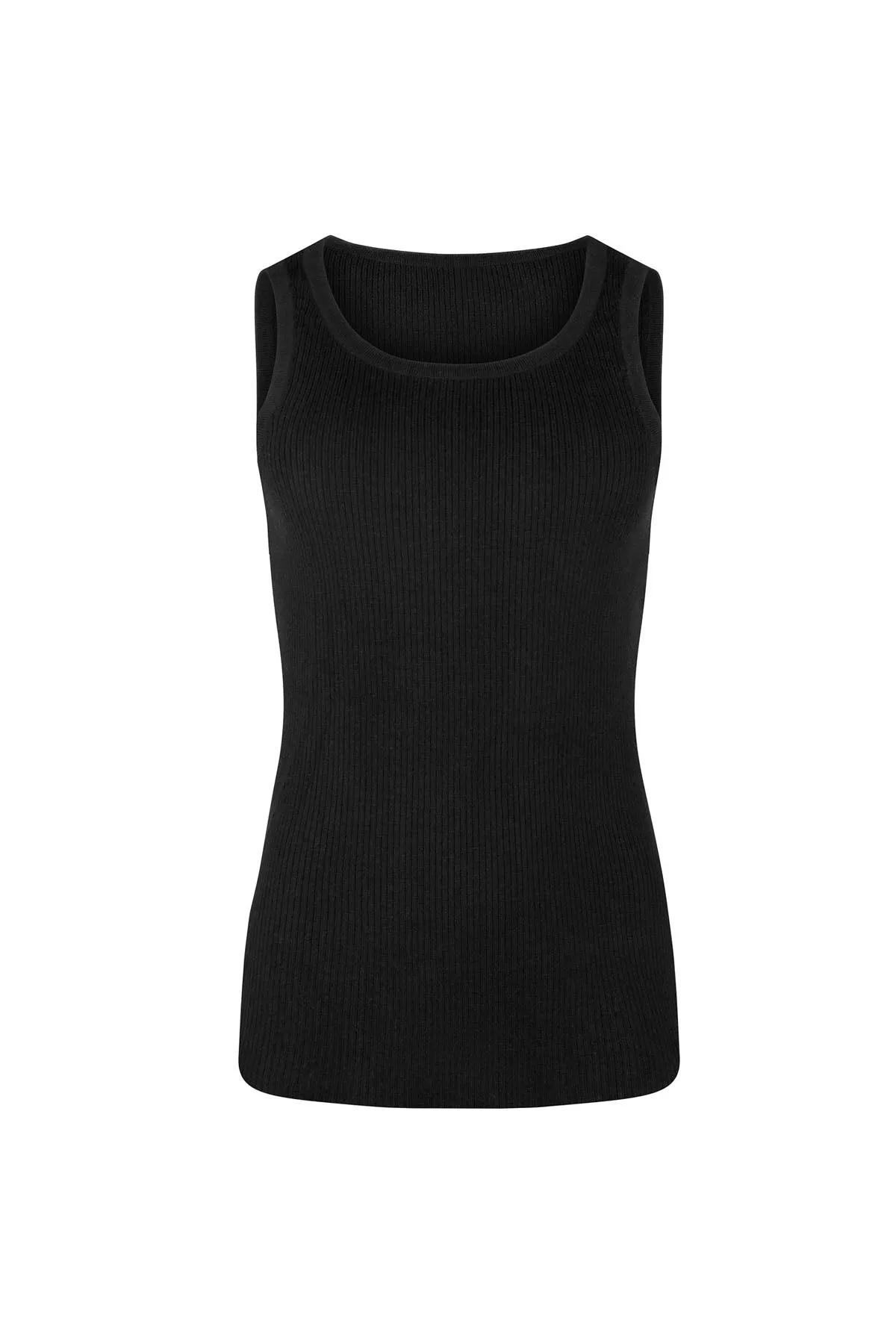 Signature Rib Knit Tank - Black