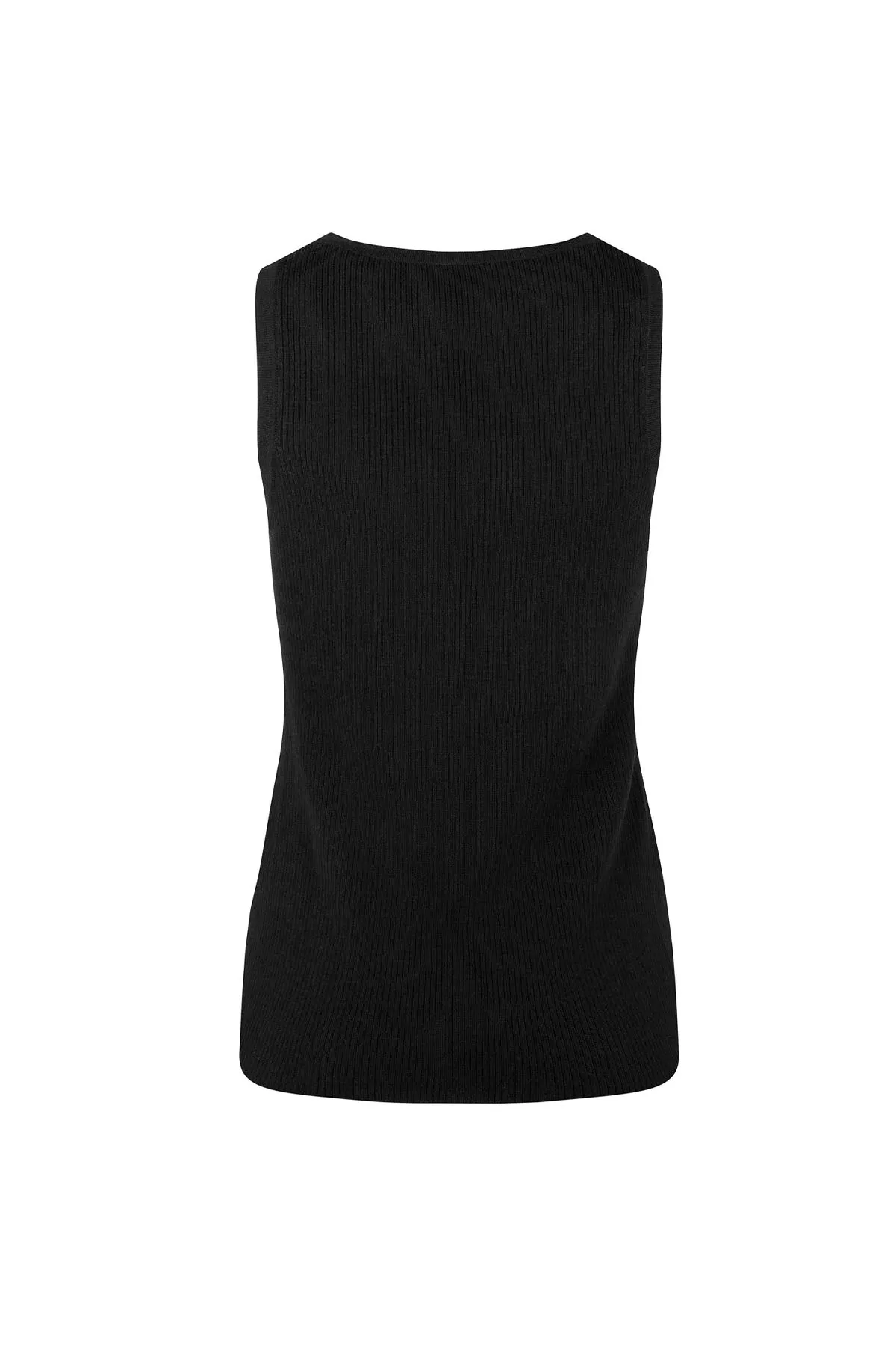 Signature Rib Knit Tank - Black