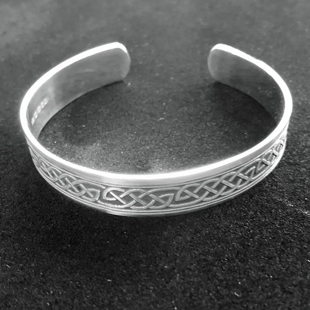 Silver Celtic Bangle, Handmade Solid Silver Celtic Cuff Bracelet