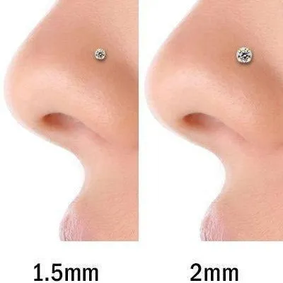 Silver Prong Set CZ Nose Stud with Display Box