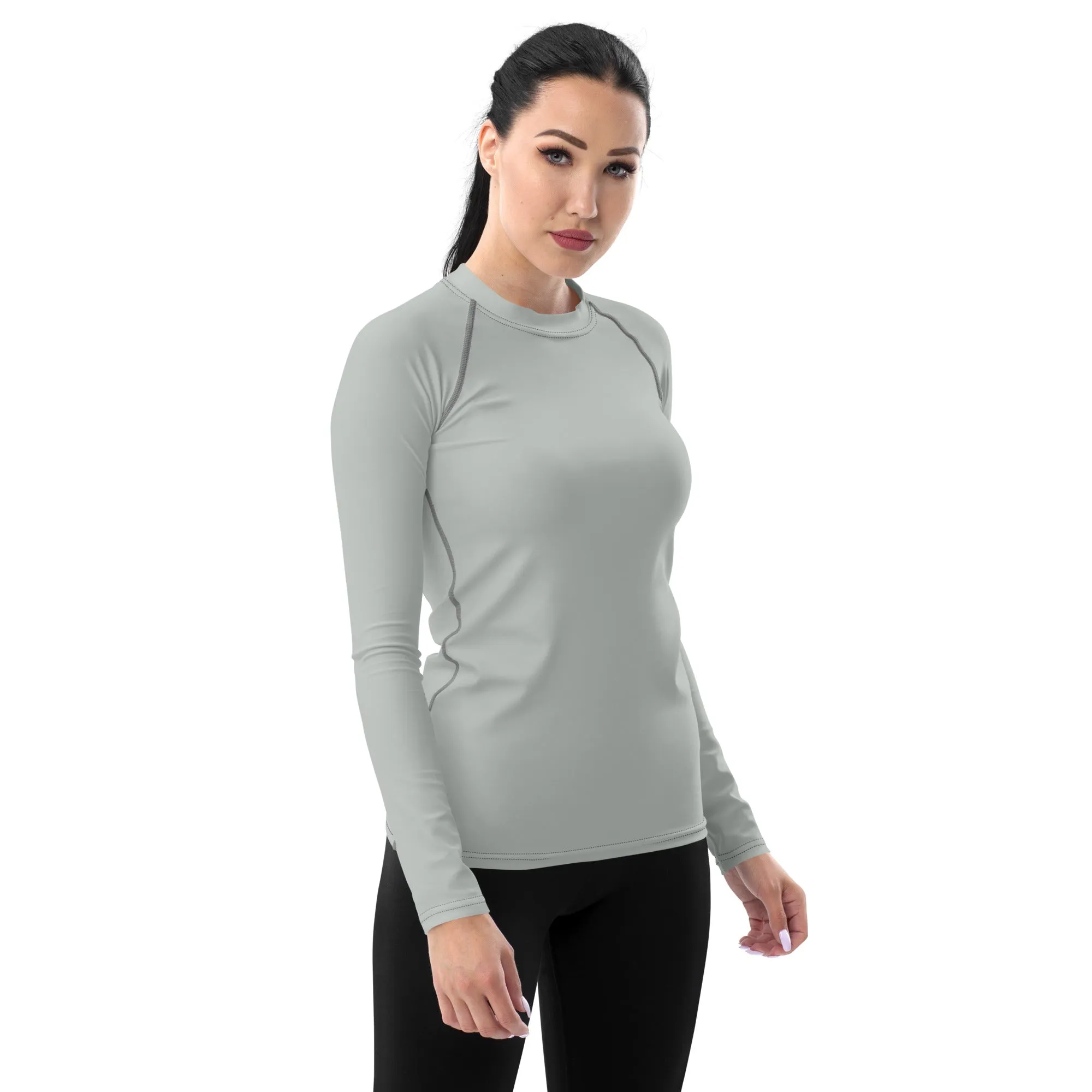 Simply Sun Safe: Solid Color Rash Guard for Women - Smoke