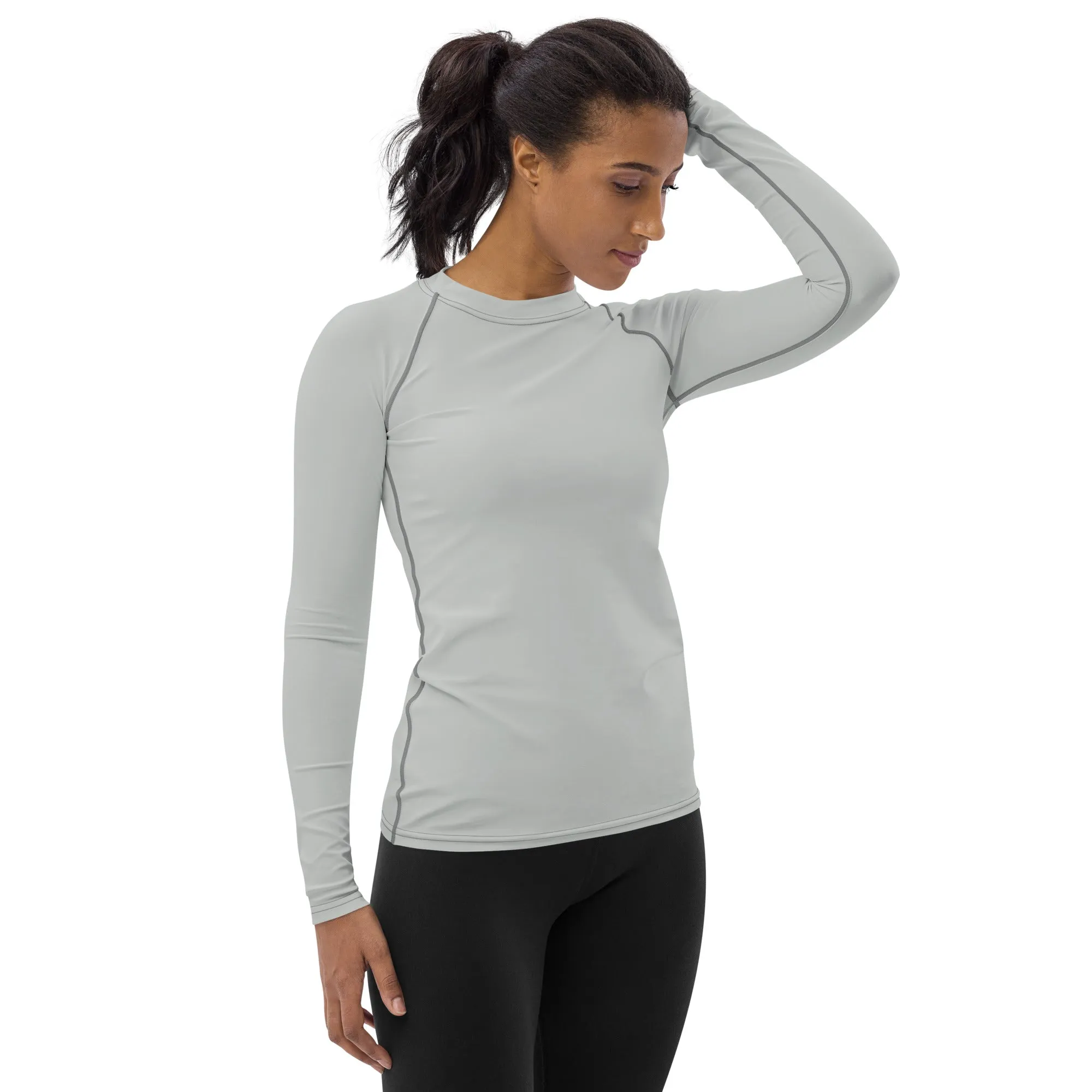 Simply Sun Safe: Solid Color Rash Guard for Women - Smoke