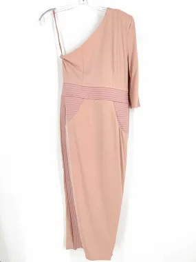 Size 6 Pink One Shoulder Solid Designer Dress