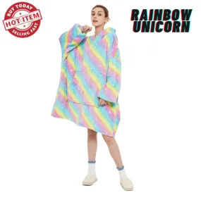 Snuggly™ Oversized Rainbow Unicorn Blanket Hoodie