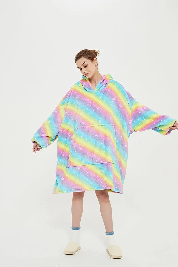 Snuggly™ Oversized Rainbow Unicorn Blanket Hoodie