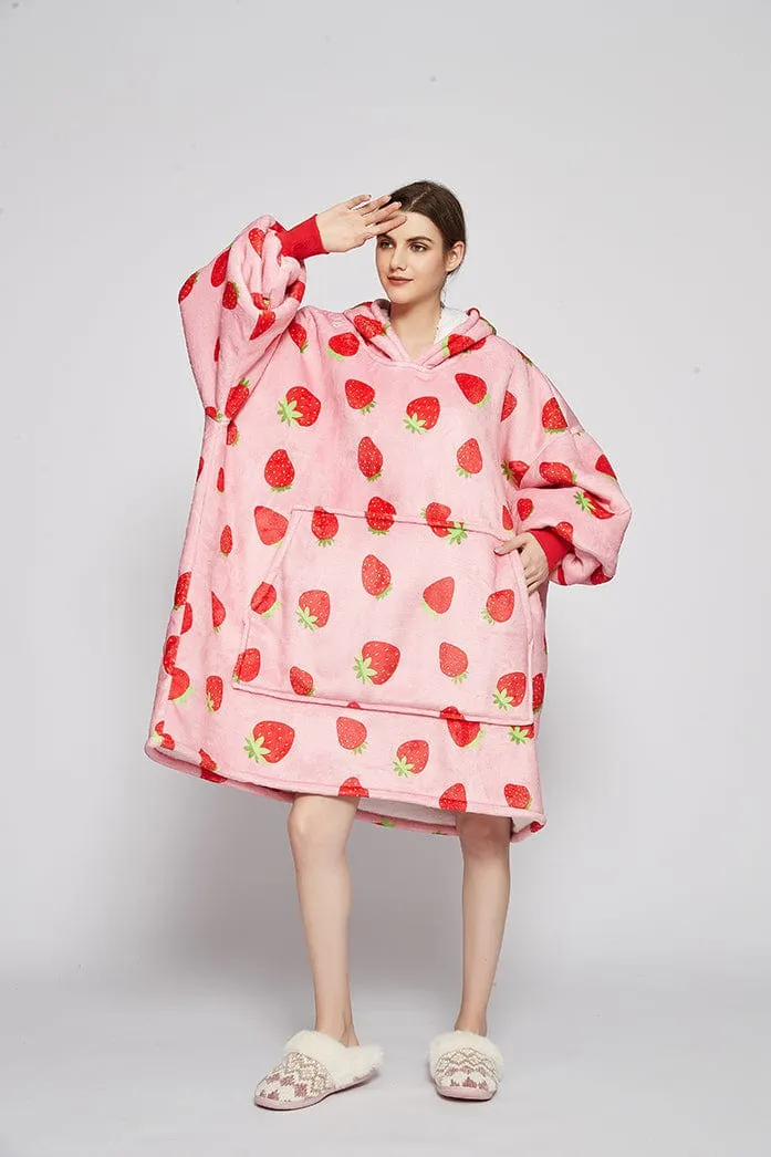 Snuggly™ Oversized Strawberry Blanket Hoodie