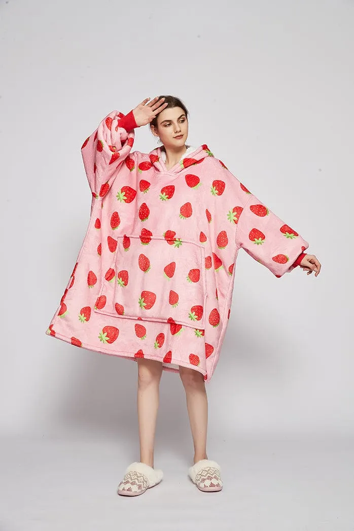 Snuggly™ Oversized Strawberry Blanket Hoodie