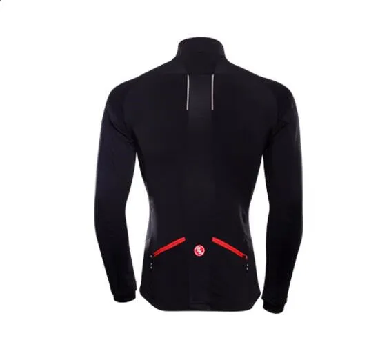 Solid Black Men Long Sleeve Cycling Jersey