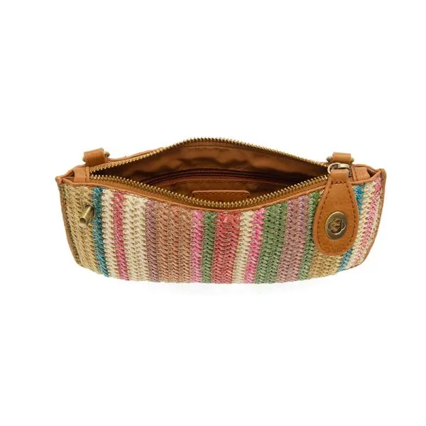 Solid Straw Mini Wristlet Crossbody