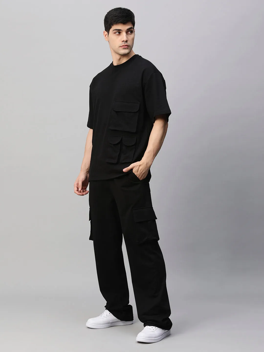 Streetwear Cargo Co-ord Set - Black