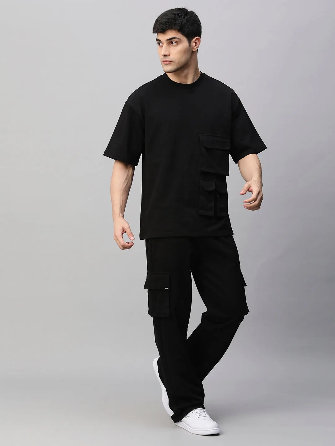 Streetwear Cargo Co-ord Set - Black