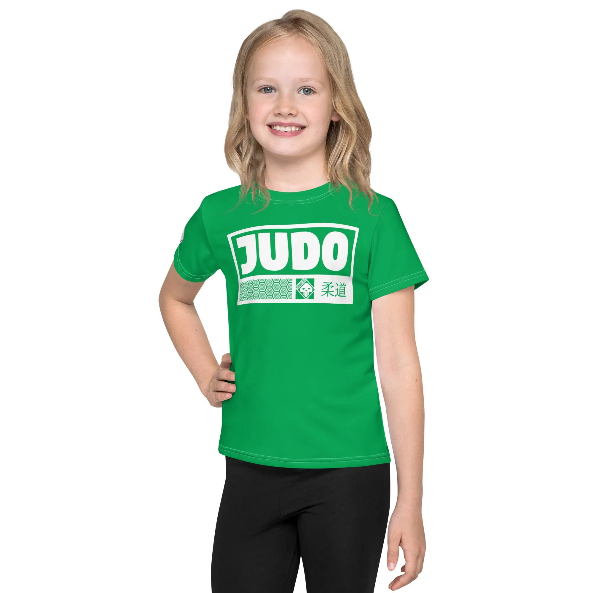 Sun-Safe Fun: Girl's Short Sleeve Judo Rash Guard - Jade