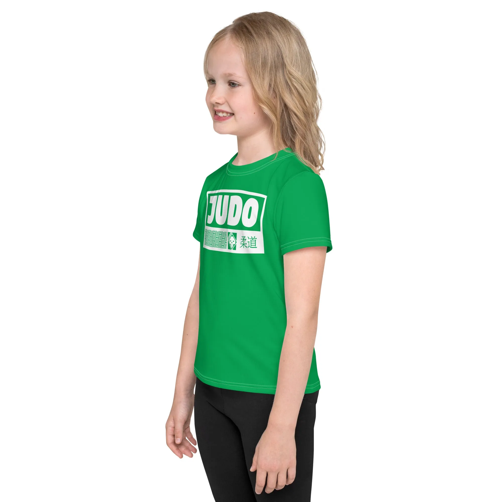 Sun-Safe Fun: Girl's Short Sleeve Judo Rash Guard - Jade