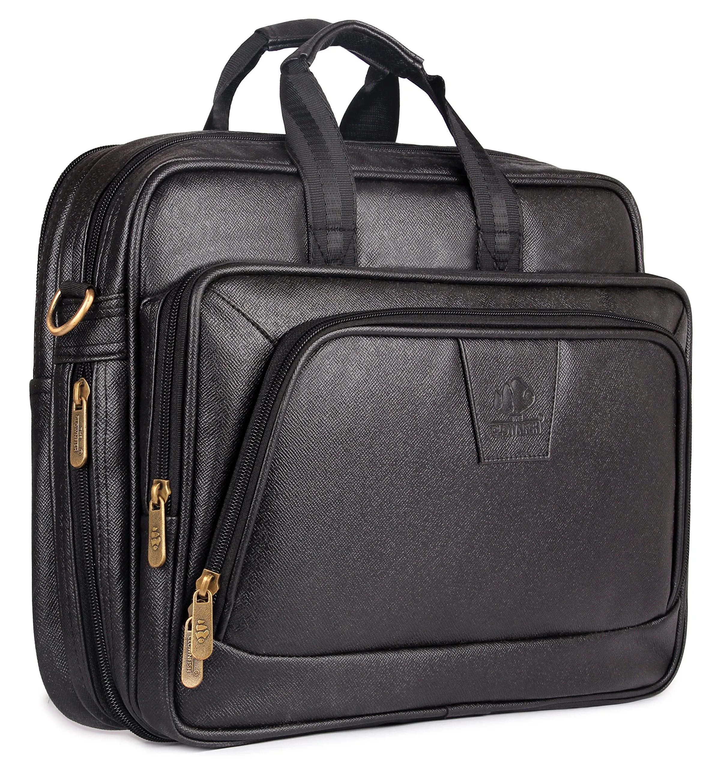 THE CLOWNFISH Bureaucrat Leatherette 15.6 Inches Laptop Bag (Jet Black)