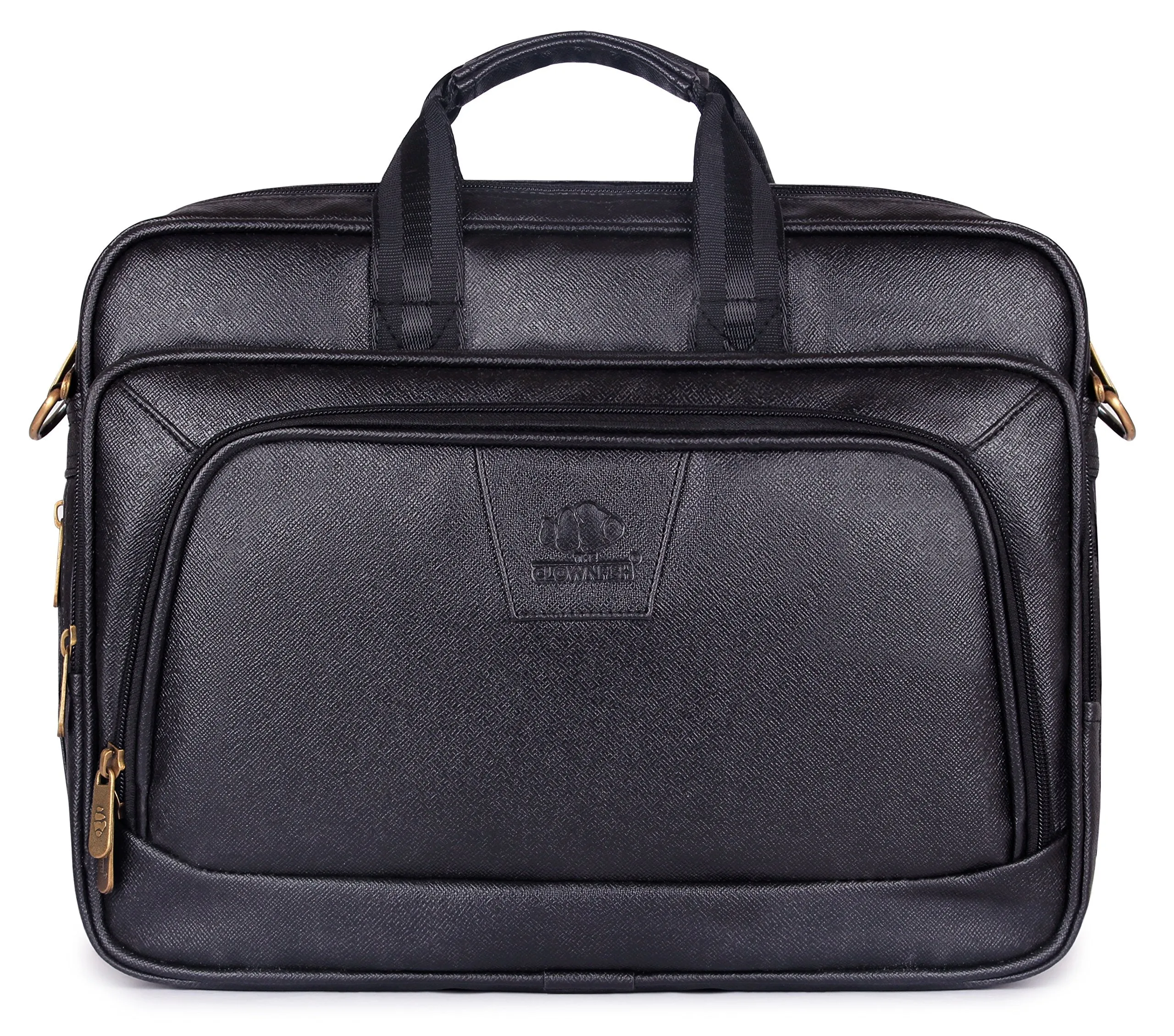 THE CLOWNFISH Bureaucrat Leatherette 15.6 Inches Laptop Bag (Jet Black)