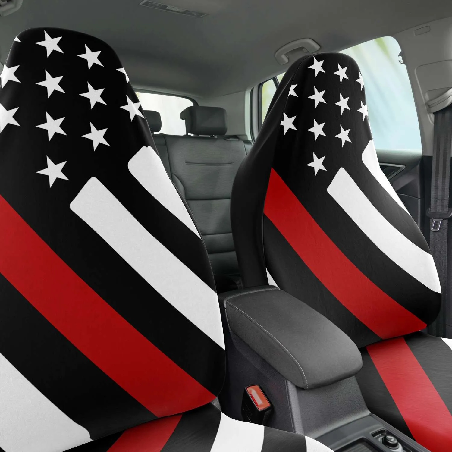 Thin Red Line Drawn Flag Seat Covers