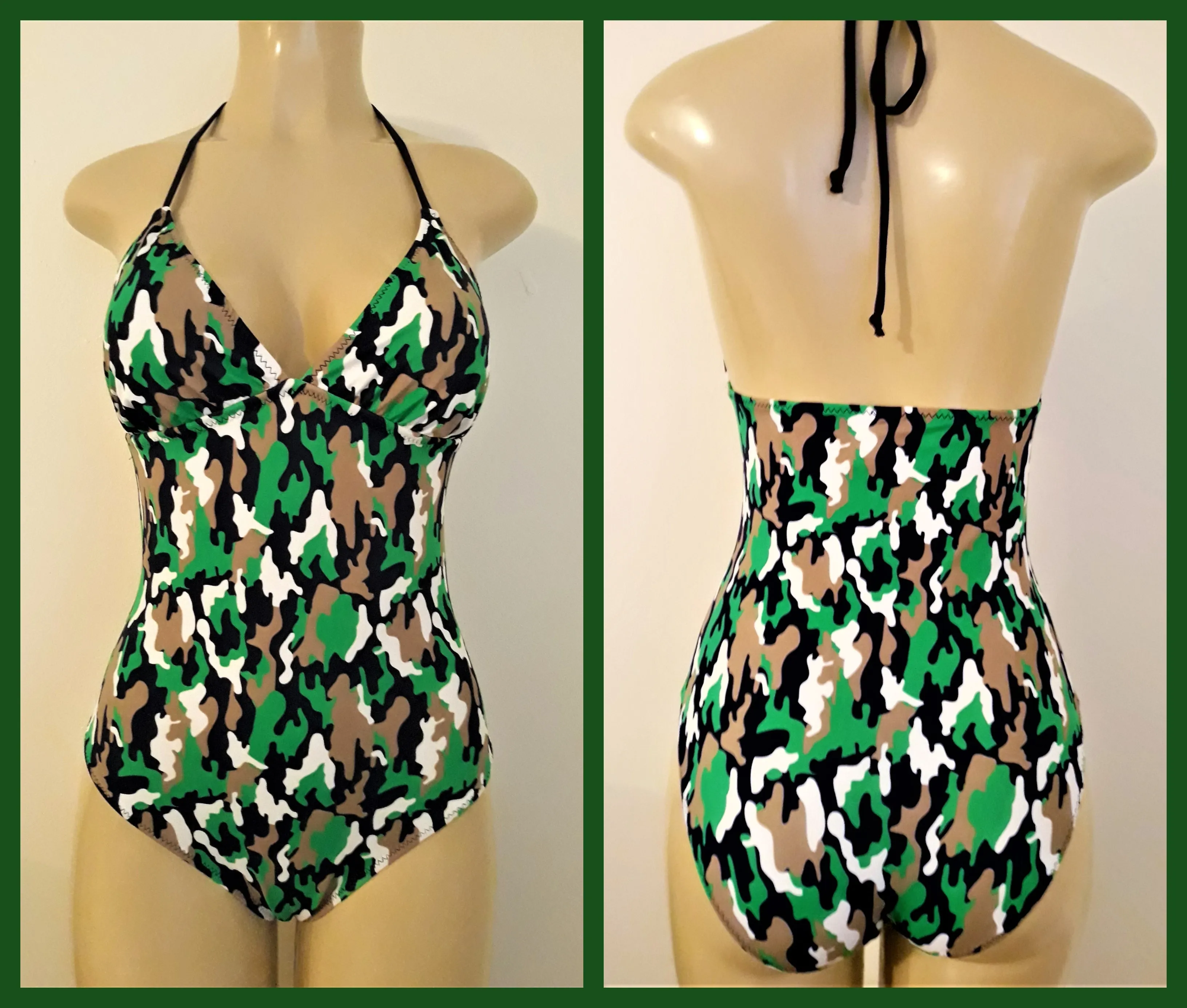 Tie Halter One Piece Swimsuit. Triangle Top Bathing Suit